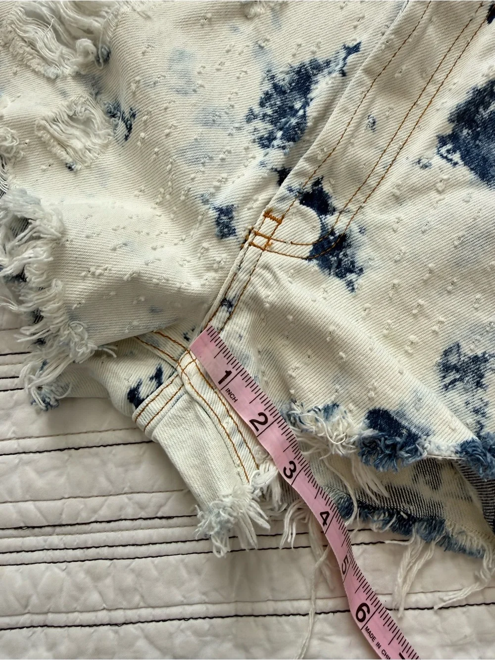 THE KOOPLES Jean Shorts Distressed Cutoffs White & Blue UK  size Medium